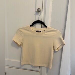 Cuts Cream Fitted Crop Short Sleeve Tee